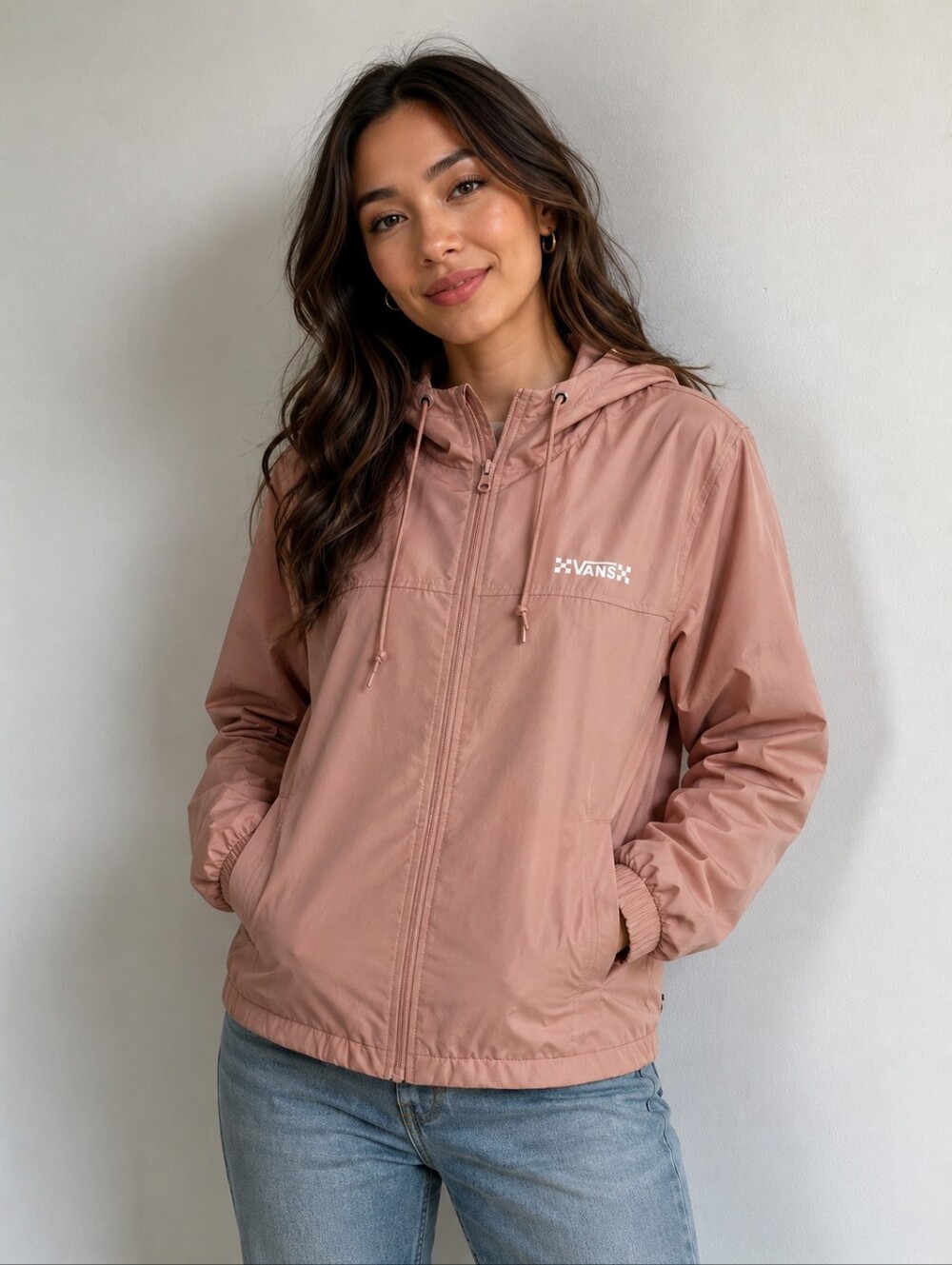 Vans Pastel Light Pink/Peach Windbreaker Jacket. Size L